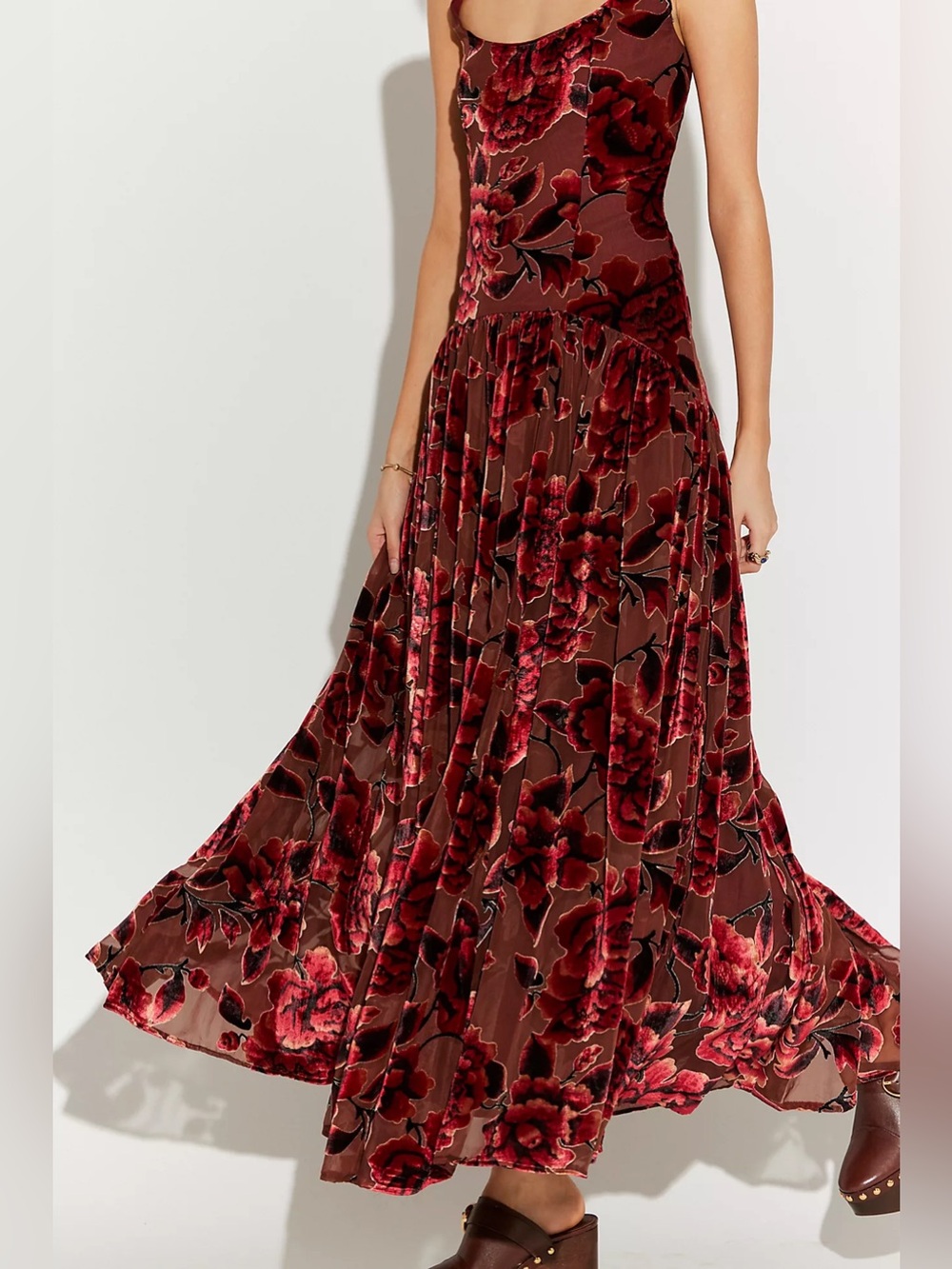 Hutch The Ridge Burgundy Velvet Maxi Dress Drop Waist Wedding Cocktail Sz 6 - Picture 3 of 13